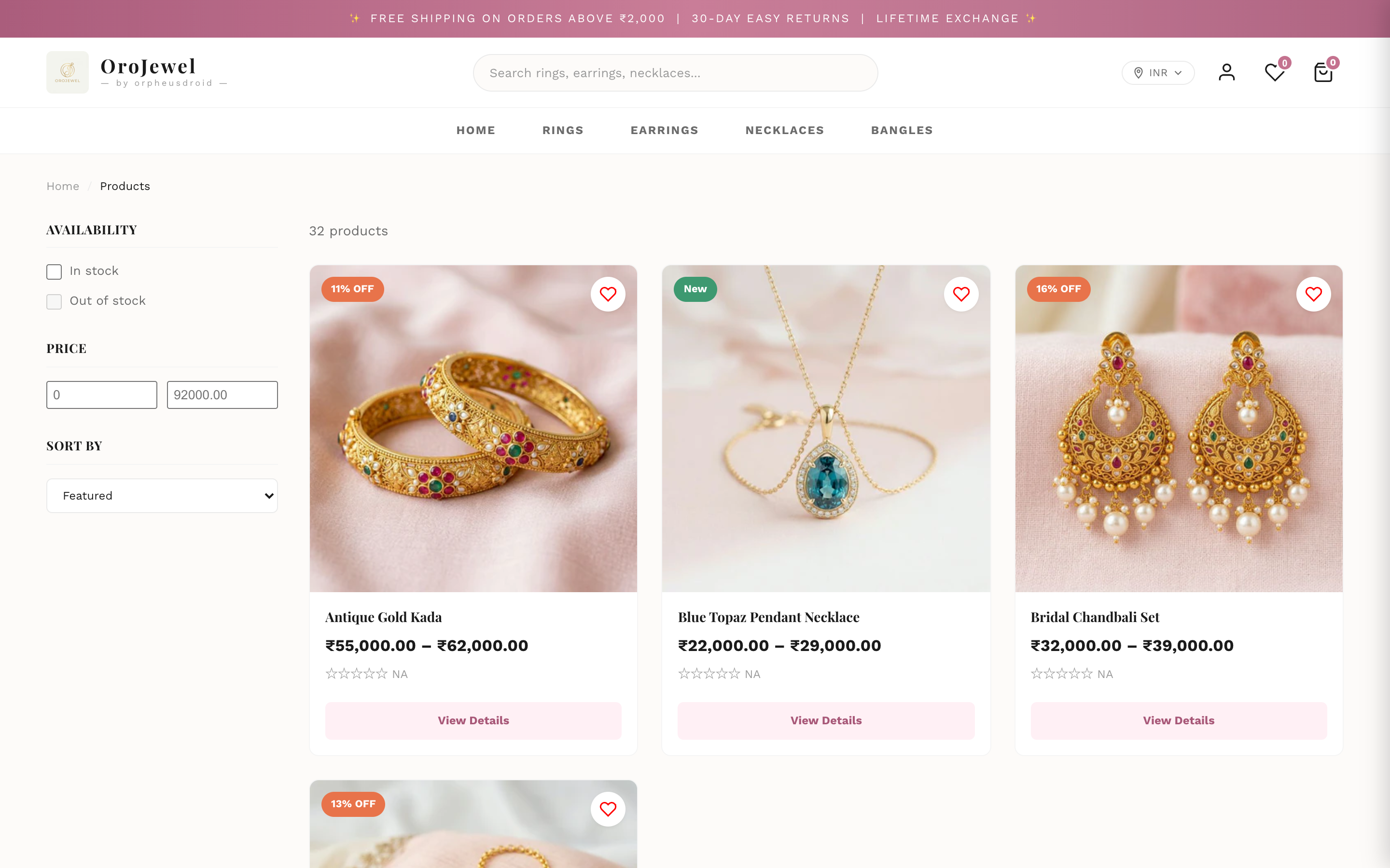 Collection page with filters